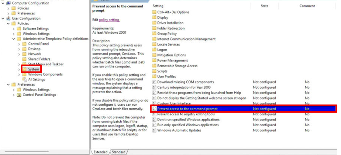 GPO security settings